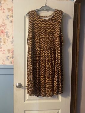 Maurices Brown and Cream Zigzag Sleeveless Mini Dress
